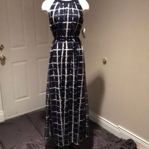 Navy and White Maxi dress from Sax Fifth Avenue